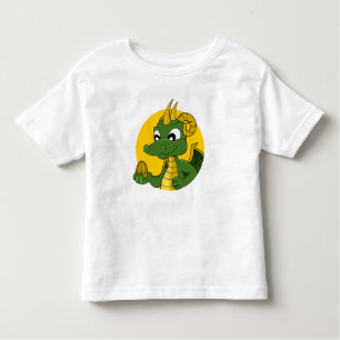 T-shirt dragon vert dessin animé pour tout-petits