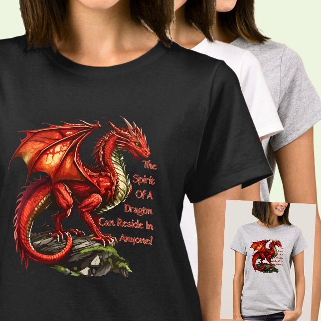 T-shirt Dragon vert rouge, l'esprit peut résider en tout (Créateur téléchargé)