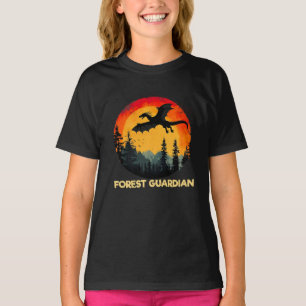 T-shirt Dragon vintage de forêt de coucher de soleil