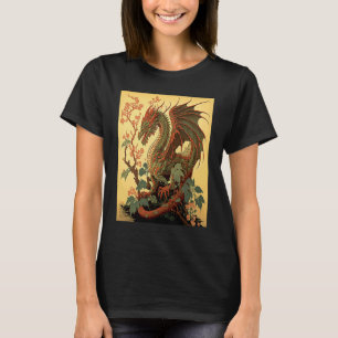 T-shirt Dragon vintage Japonais Graphisme Rétro Japon