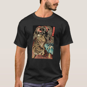 T-shirt Dragon Vintage Rétro Combattre Le Tigre Géant Japa