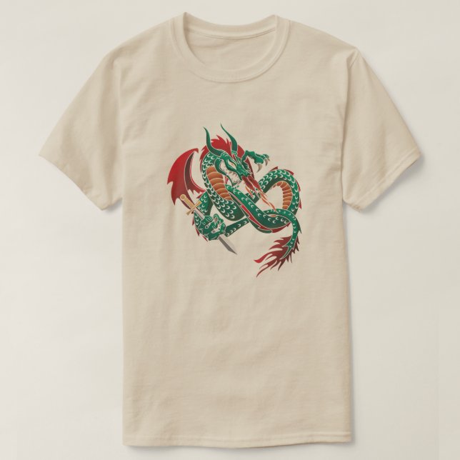 T-shirt Dragon volant vert (Design devant)