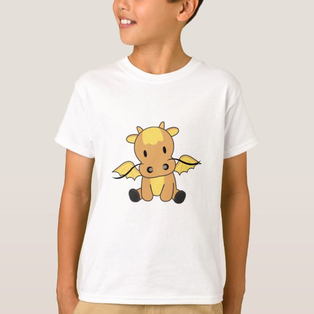T-shirt Dragon Yellow Fairy Tale Imaginaire mignons Animau (Devant)