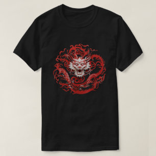 T-shirt Dragon Zodiac Rouge Livre blanc Style de coupe asi