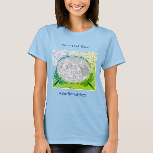 T-shirt Dragonflies And Daisy Flowers Photo Personalized (Devant)