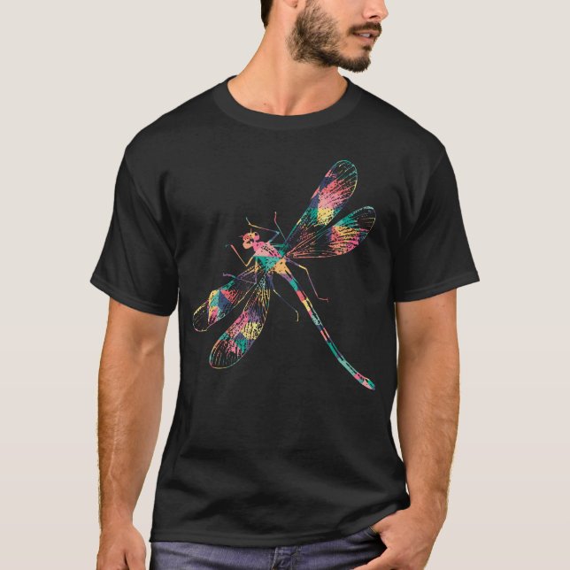 T-shirt Dragonfly Abstract Color Summer Swarm Nymph Lover  (Devant)