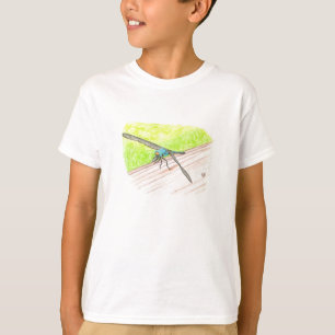 T-shirt Dragonfly assise sur un rail, en tee - shirt aquar
