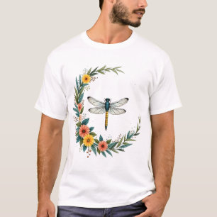 T-shirt Dragonfly Boho Croissant Lune Signe de Paix Hippie
