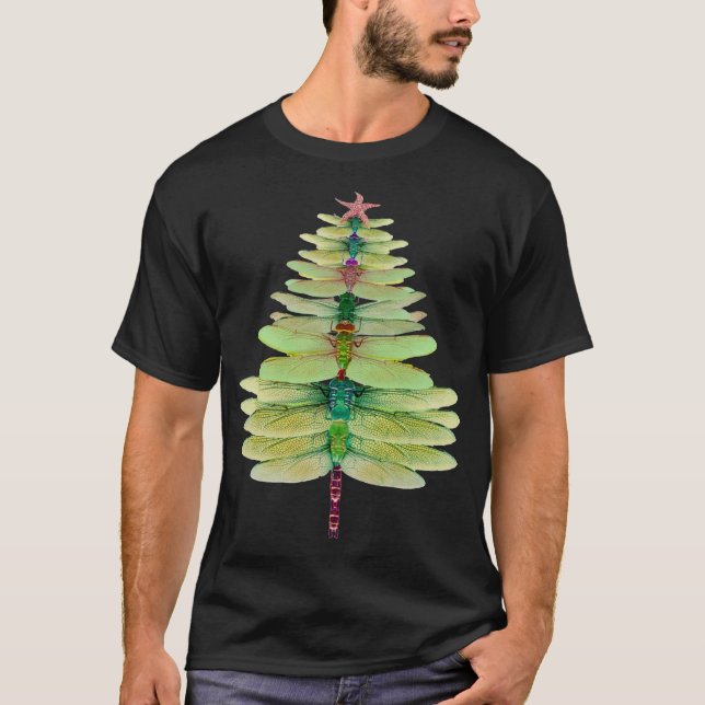 T-shirt Dragonfly Christmas Tree Funny Dragonfly Lovers Xm (Devant)