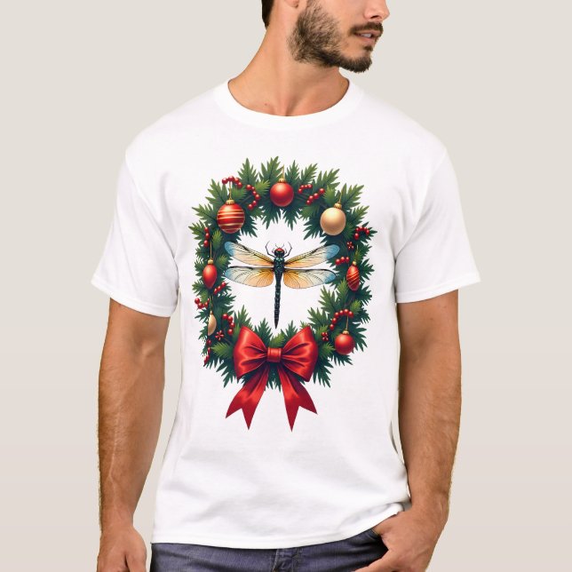 T-shirt Dragonfly Couronne de Noël (Devant)