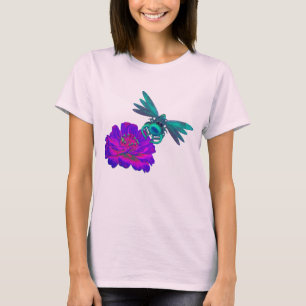 T-shirt Dragonfly et Zinnia Flower