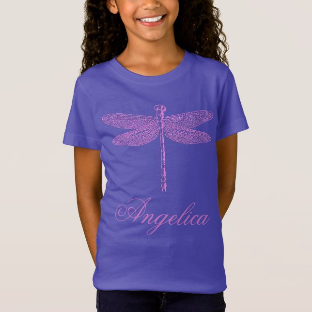 T-Shirt Dragonfly Imaginaire rose et violet (Devant)