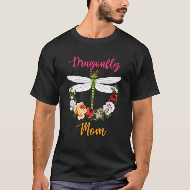 T-shirt Dragonfly Mom Floral Dragonfly Bow Cravate Lover M (Devant)