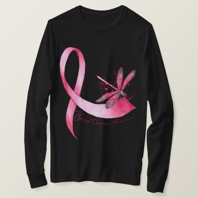 T-shirt Dragonfly rose Ruban Sensibilisation au cancer du  (Design devant)