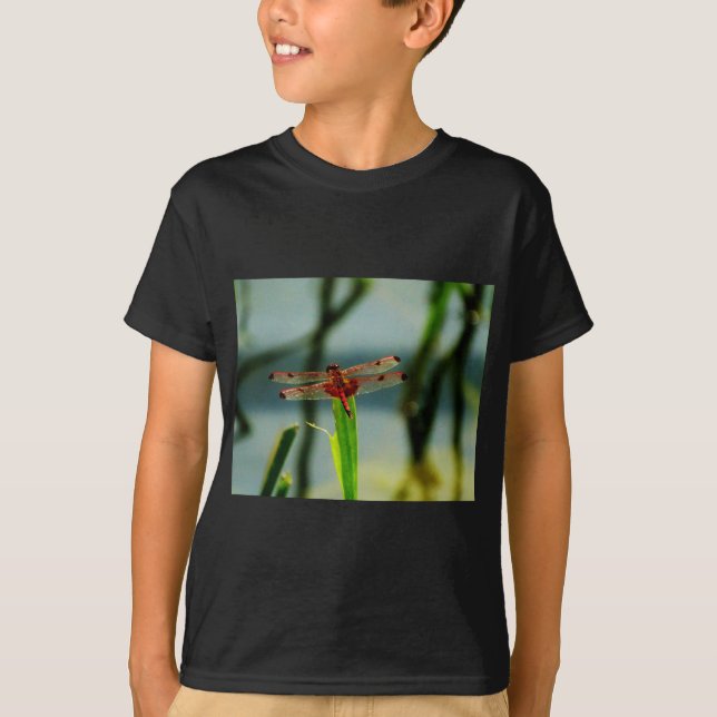 T-shirt Dragonfly rouge et noire tachetée (Devant)