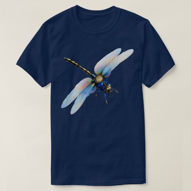 T-shirt Dragonfly Steampunk avec horloge (Design devant)