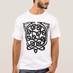 T-shirt Dragons à noeuds celtiques - noir et blanc