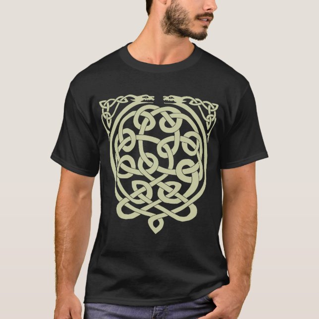 T-shirt Dragons à noeuds celtiques - noir et blanc (Devant)