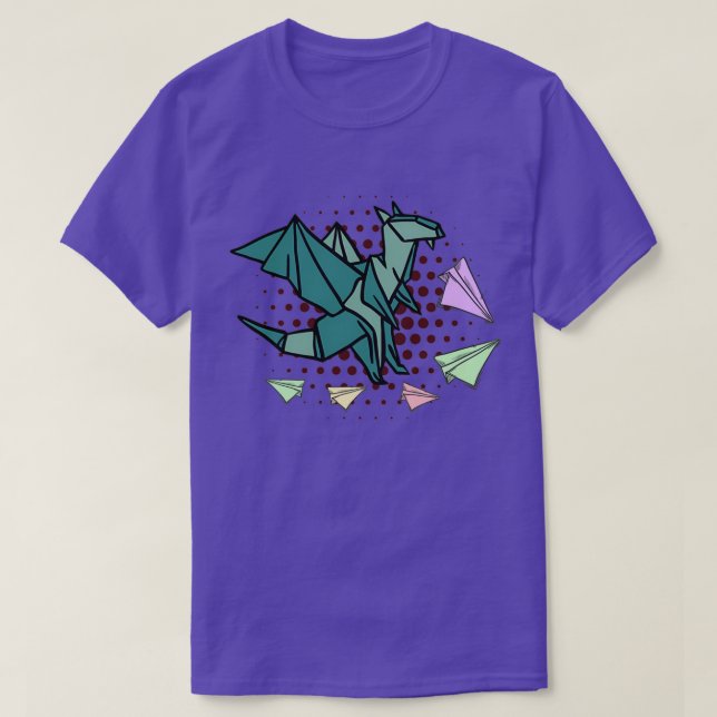 T-shirt Dragons D'Art Japonais Origami Et Avions De Papier (Design devant)