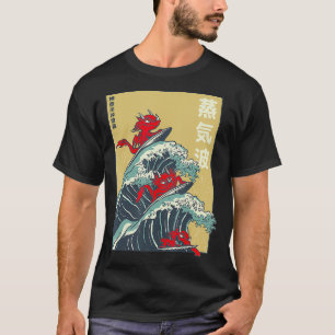 T-shirt Dragons de surf à vagues de style japonais