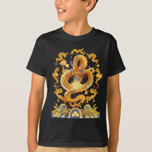 T-shirt Dragons D'Or Chinois Jouant Avec Le T-Ball Dragon