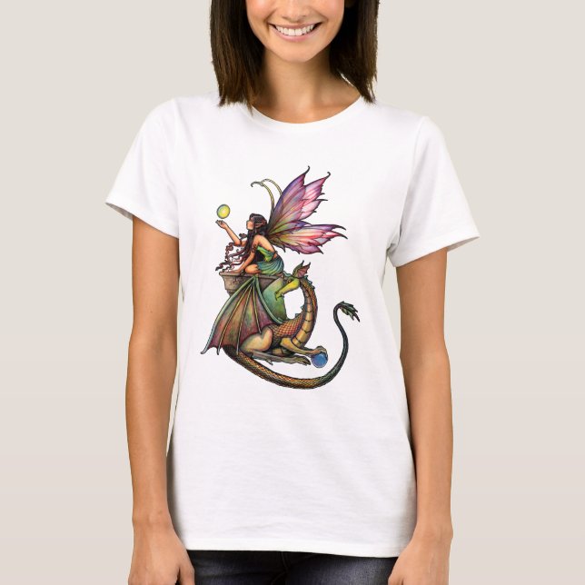 T-shirt Dragon's Orbs Fairy and Dragon par Molly Harrison (Devant)
