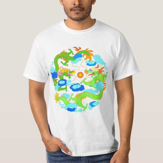 T-shirt Dragons orientaux/dragons chinois (version 1) (Devant)