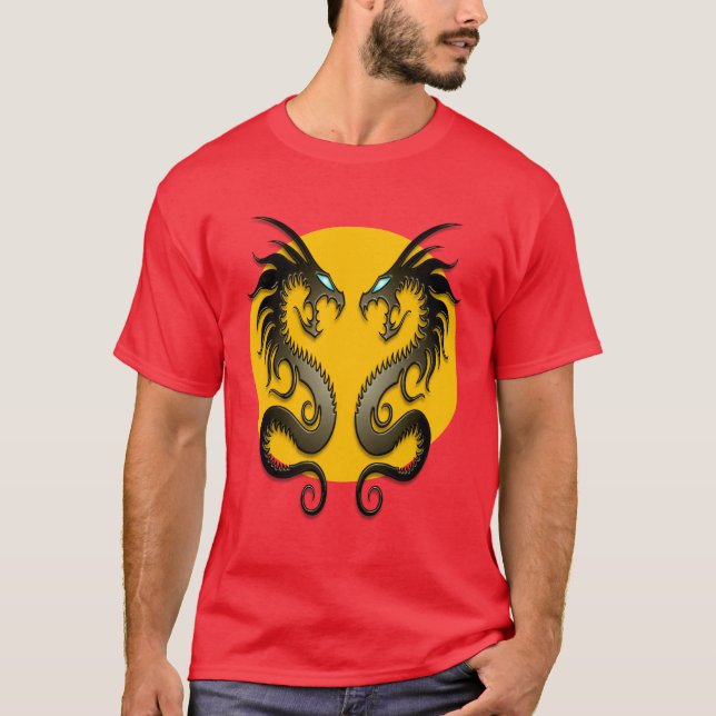 T-shirt Dragons tribaux (jaune) (Devant)