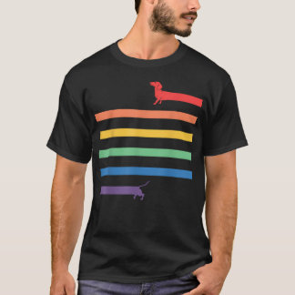 T-shirt Drague Fun Lgbt Gay Pride Dachshund Drapeau Arc-en