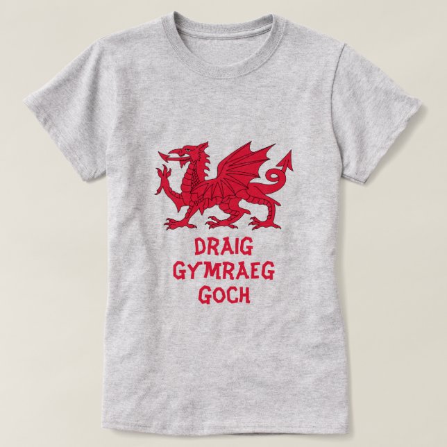 T-shirt draig Gymraeg goch I rouge dragon gallois (Design devant)