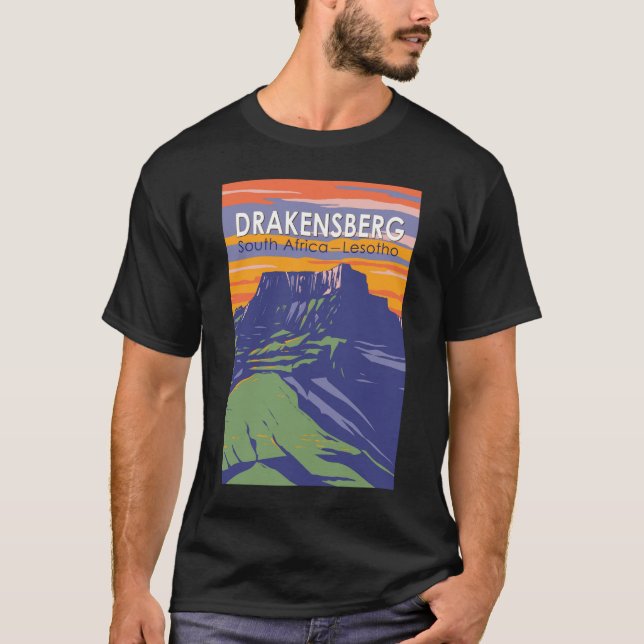T-shirt Drakensberg Afrique du Sud Lesotho Travel Art Retr (Devant)