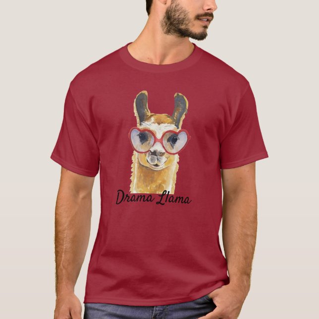 T-shirt Drama Llama Coeur Lunettes de soleil Mème (Devant)