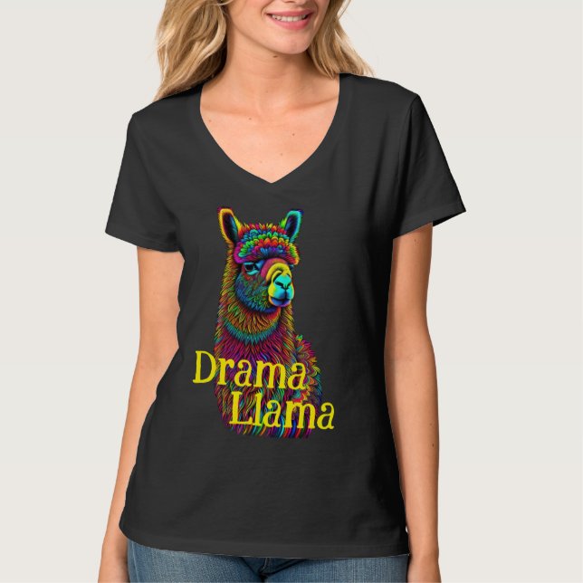 T-shirt Drama Llama couleur psychédélique (Devant)