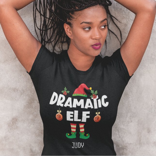 T-shirt Dramatique elfe Noël famille assorti nom de la ten (Créateur téléchargé)