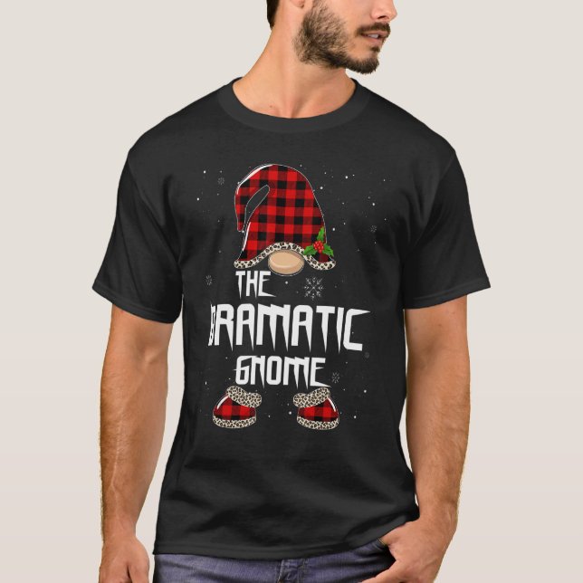 T-shirt Dramatique Gnome Buffalo Plaid Matching Famille Ch (Devant)