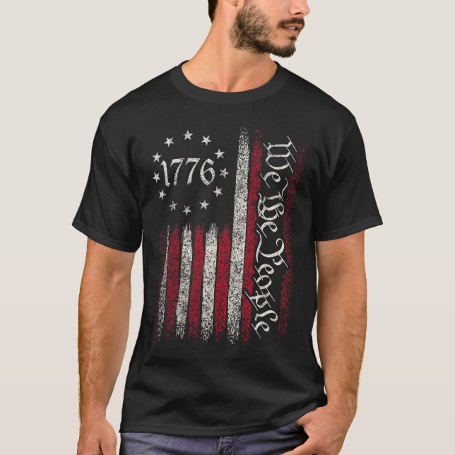 T-shirt Drapeau 1776 Constitution Jour de l'Indépendance A (Devant)