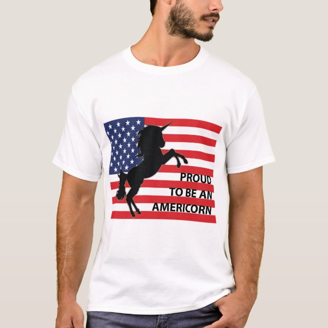 T-shirt Drapeau 4 juillet américain patriotique Unicorne É (Devant)