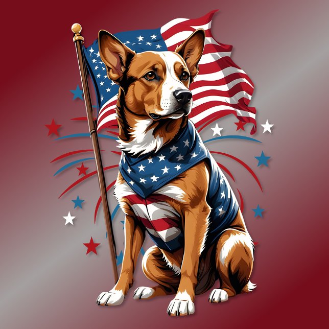 T-shirt Drapeau 4 juillet chien mignon (Créateur téléchargé)
