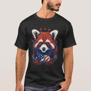 T-shirt Drapeau 4 juillet États-Unis Panda rouge 1