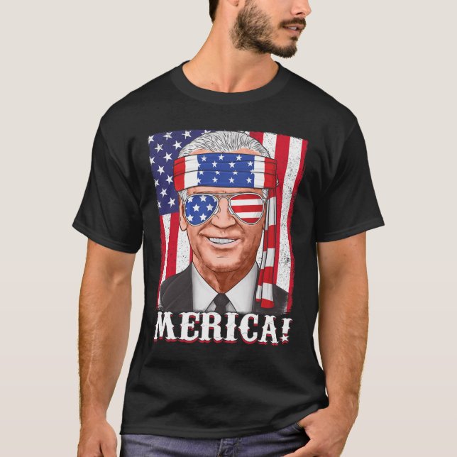 T-shirt Drapeau 4 juillet Joe Biden Merica USA (Devant)