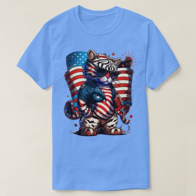 T-shirt Drapeau 4 juillet Patriotique Bengale Tiger US (Design devant)
