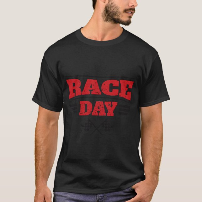 T-shirt Drapeau à damier de course automobile de jour de c (Devant)