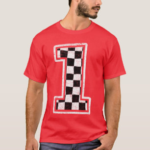 T-shirt Drapeau à damier numéro 1 de l'équipage de pit Rac