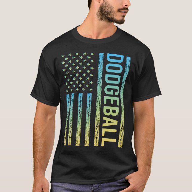 T-shirt Drapeau à dégradé de Dodgeball (Devant)