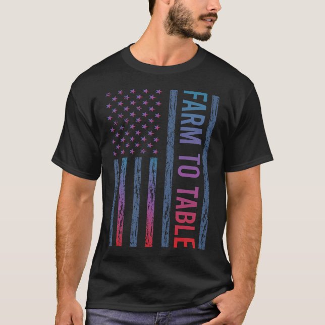 T-shirt Drapeau à dégradé de la ferme à la table (Devant)