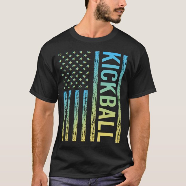 T-shirt Drapeau à dégradé pour Kickball (Devant)