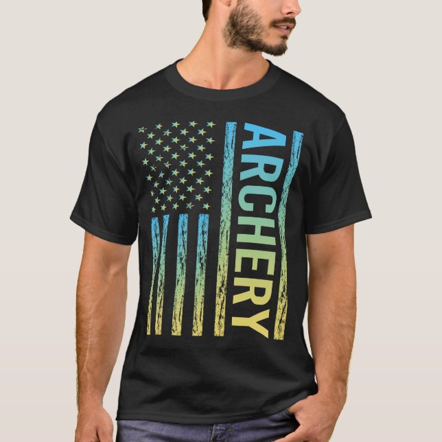 T-shirt Drapeau à dégradé Tir à l'arc Archer Flèche Flèche (Devant)