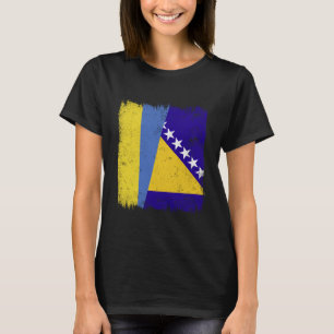 T-shirt Drapeau à demi-mât de l'Ukraine Bosnie-Herzégovine