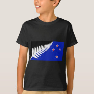 T-shirt Drapeau à fougère argentée de Nouvelle-Zélande