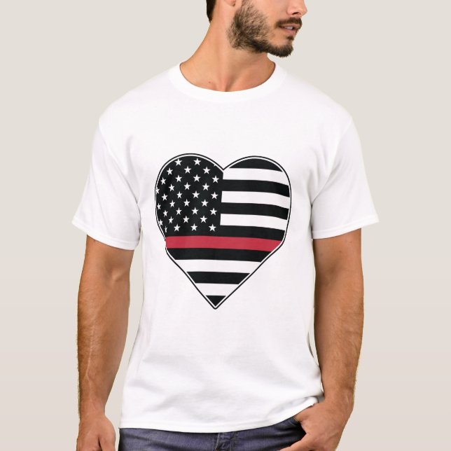 T-shirt Drapeau à ligne rouge Cœur (Devant)